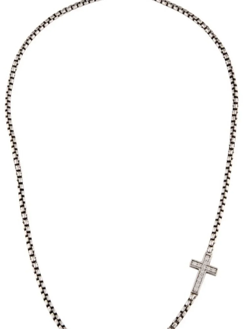 DAVID YURMAN STERLING SILVER 925  DIAMOND 0.48CTW CROSS STATION NECKLACE